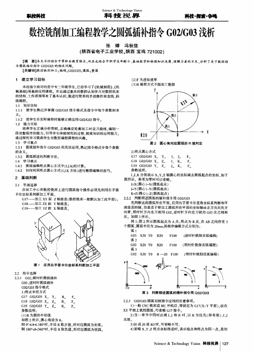 数控铣削加工编程教学之圆弧插补指令G02／G03浅析