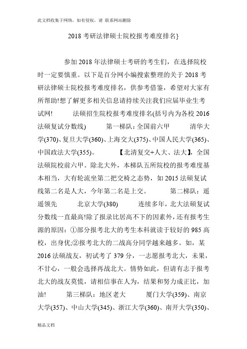 最新整理考研法律硕士院校报考难度排名}说课材料