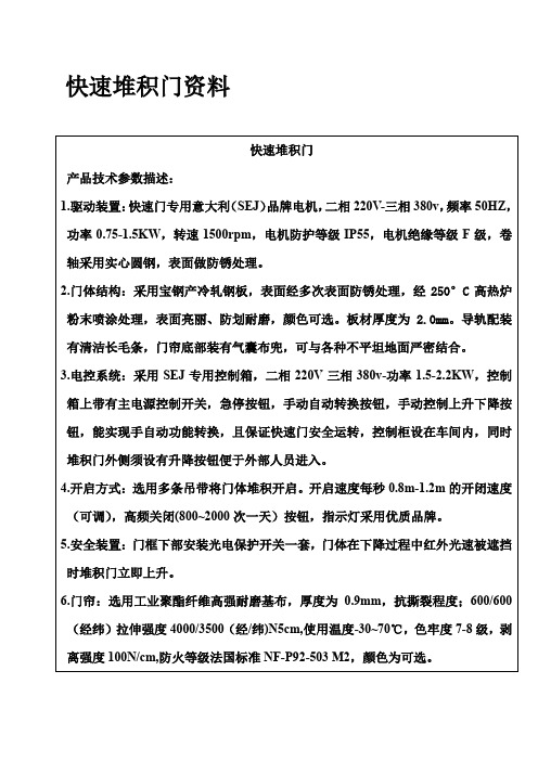 快速堆积门资料