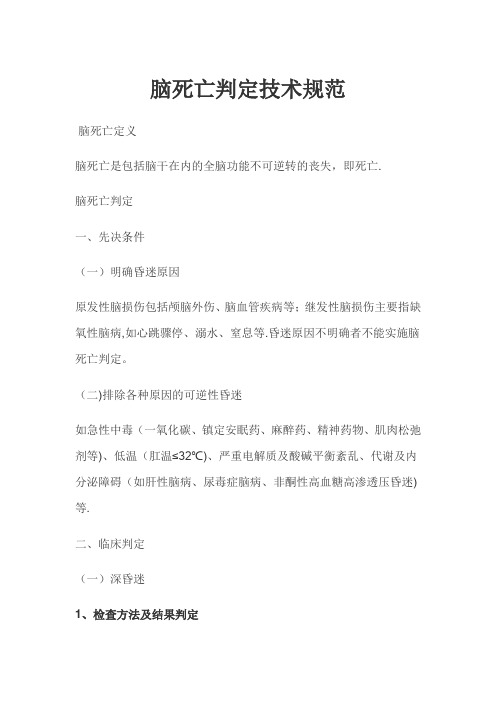 脑死亡判定技术规范及考核评分标准[1]