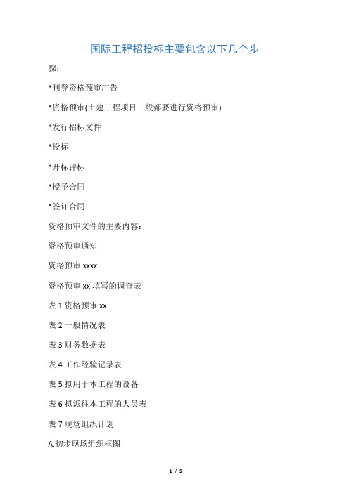 国际工程招投标主要包含以下几个步