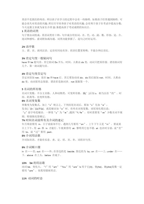 轻松快速记住小学英语语法的口诀在这里,想说学不会都难