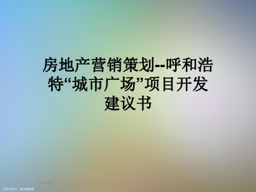 房地产营销策划--呼和浩特“城市广场”项目开发建议书