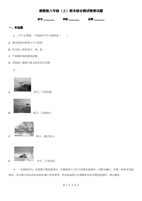 湘教版八年级(上)期末综合测试物理试题