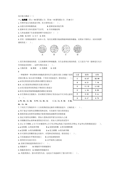 综合能力测试(一)