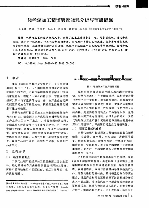 轻烃深加工精馏装置能耗分析与节能措施
