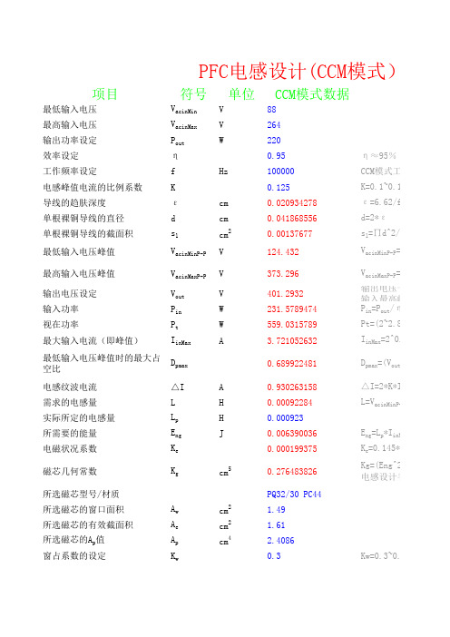 CCM模式PFC电感设计软件(本人自己制作)