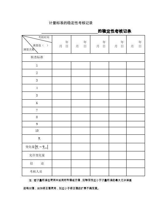 计量标准的稳定性考核记录