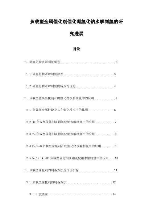 负载型金属催化剂催化硼氢化钠水解制氢的研究进展