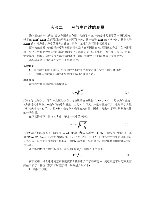 实验二空气中声速的测量