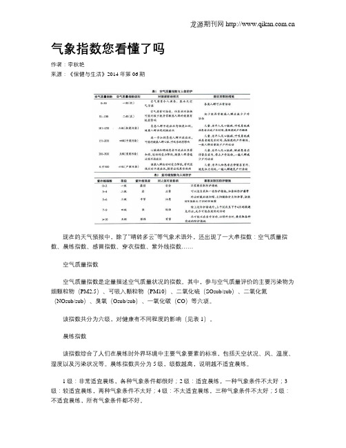 气象指数您看懂了吗