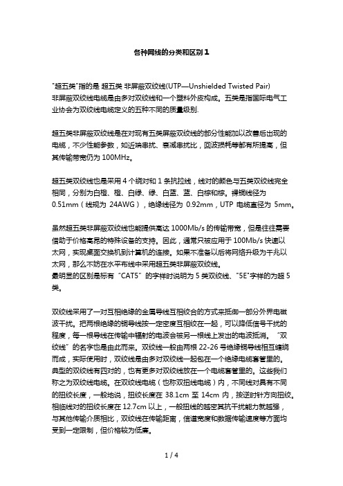 各种网线的分类和区别
