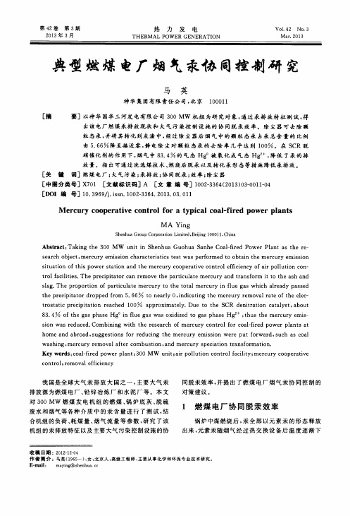 典型燃煤电厂烟气汞协同控制研究