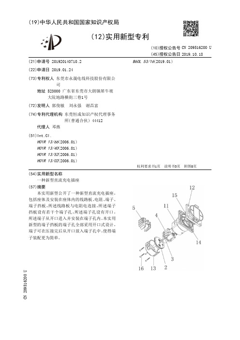 【CN209516200U】一种新型直流充电插座【专利】