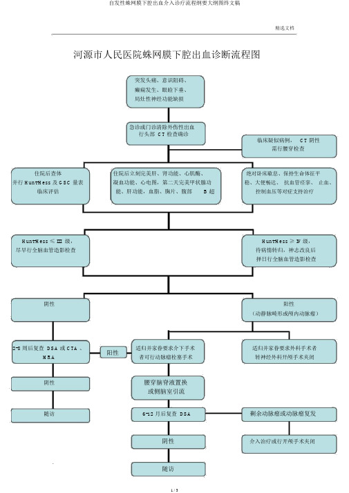 自发性蛛网膜下腔出血介入诊疗流程纲要大纲图终文稿