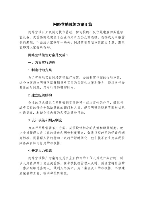 网络营销策划方案5篇