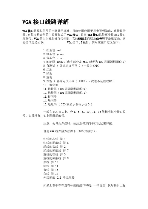 VGA接口线路详解