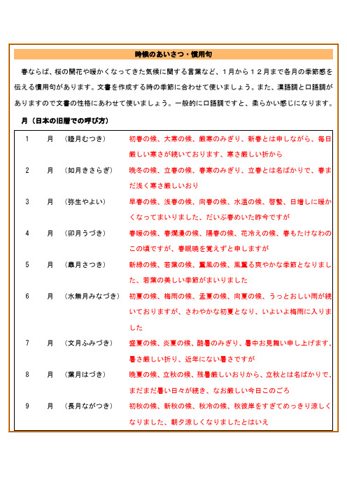 日语季节用语