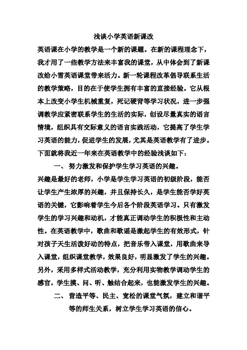 浅谈小学英语新课改