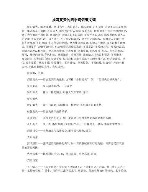描写夏天的四字词语褒义词