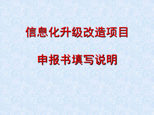 信息化升级改造项目申报书填写说明