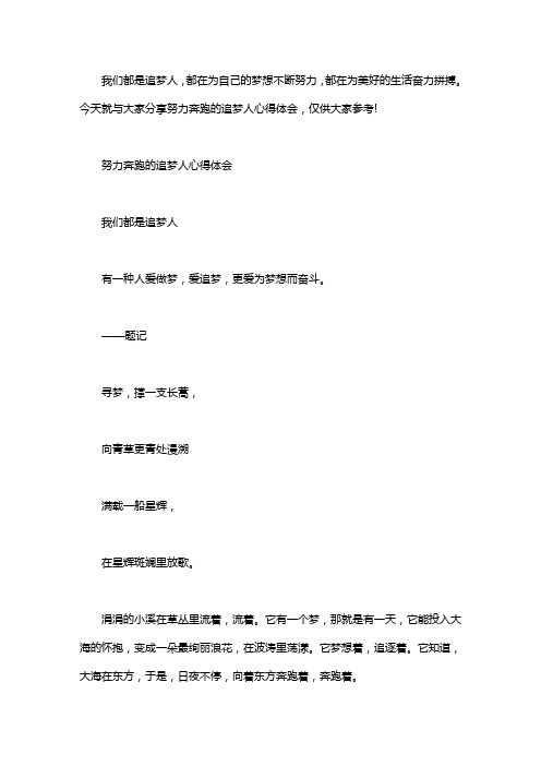 努力奔跑的追梦人心得体会word版