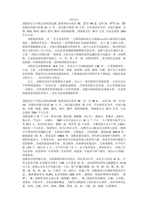 龙陵县简介