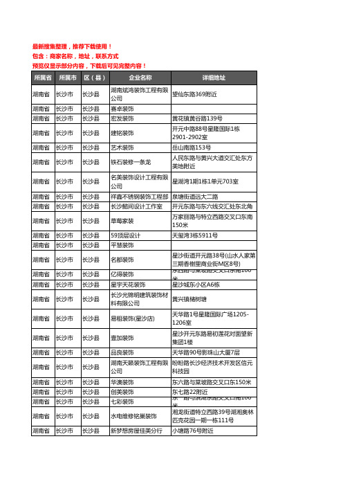 新版湖南省长沙市长沙县装修公司企业公司商家户名录单联系方式地址大全107家