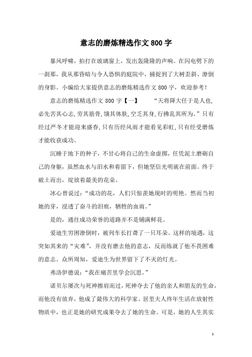 意志的磨炼精选作文800字