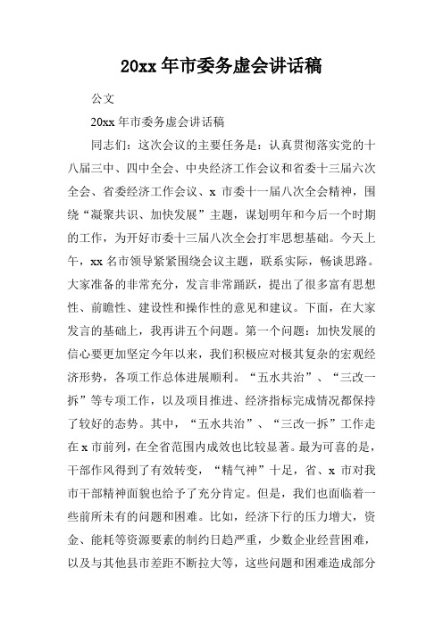 20xx年市委务虚会讲话稿
