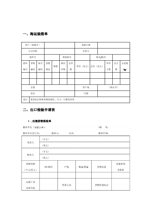 国际物流运输管理表格