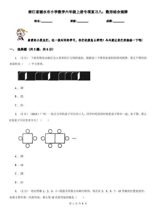 浙江省丽水市小学数学六年级上册专项复习八：数形结合规律