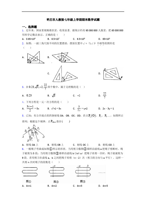 枣庄市人教版七年级上学期期末数学试题