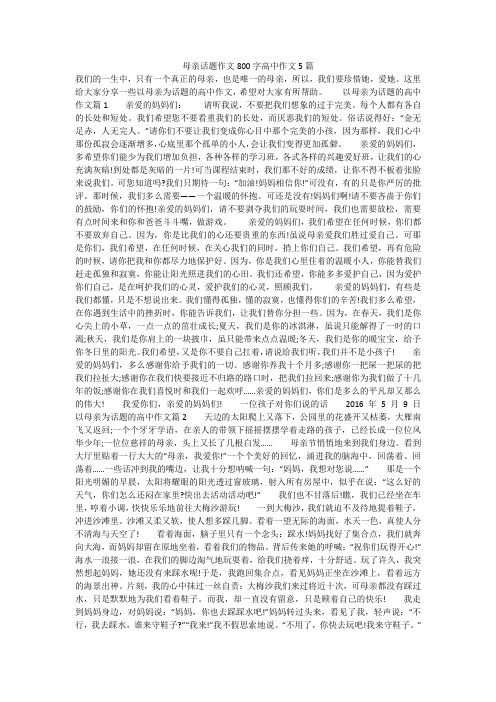 母亲话题作文800字高中作文5篇