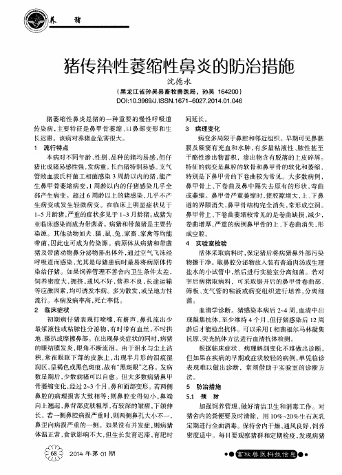 猪传染性萎缩性鼻炎的防治措施