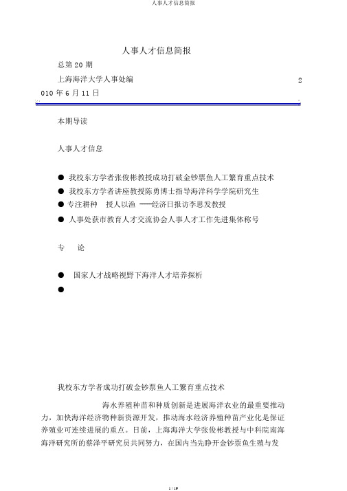 人事人才信息简报