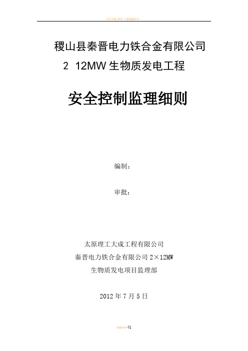 安全控制监理细则