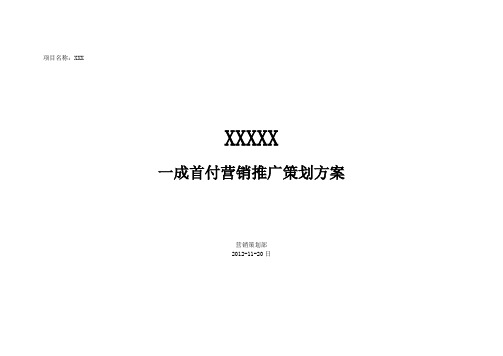XXX一成首付推广方案