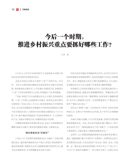 今后一个时期,推进乡村振兴重点要抓好哪些工作