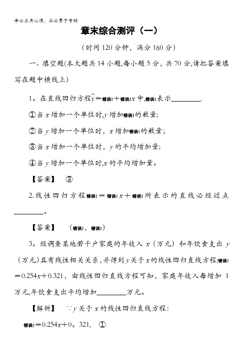 2016-2017学年高中数学苏教版选修1-2章末综合测评 第1章 含解析