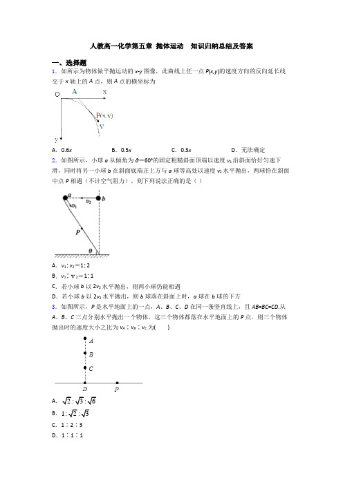人教高一化学第五章 抛体运动  知识归纳总结及答案