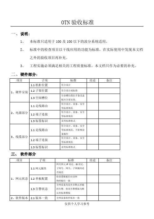 OTN验收标准