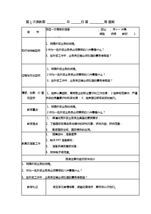 国际贸易实务项目一交易前的准备任务1熟悉外贸业务流程