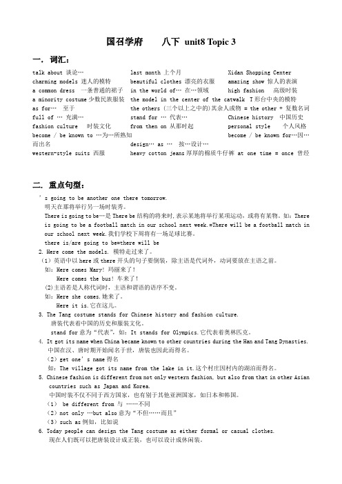 仁爱版八年级下册unit8 topic3知识点