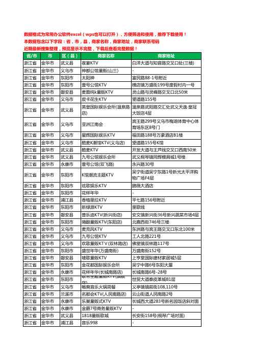 2020新版浙江省金华市KTV工商企业公司商家名录名单黄页联系电话号码地址大全250家