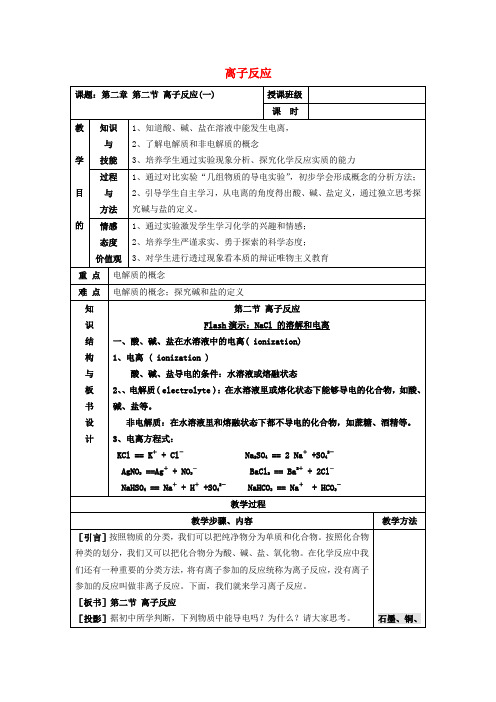 教学：高中化学 2.2离子反应(1)教案 新人教版必修1