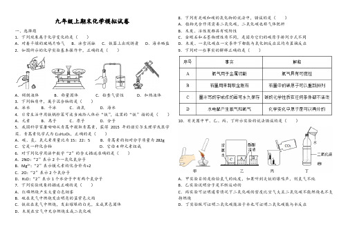 人教版广东省深圳市宝安区九年级上期末化学模拟试卷