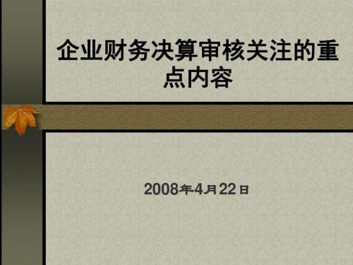 企业财务决算审核重点关注内容