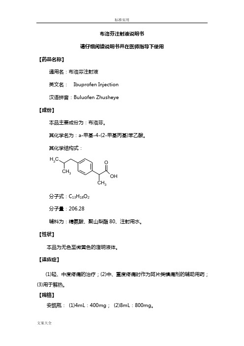布洛芬注射液药品说明书