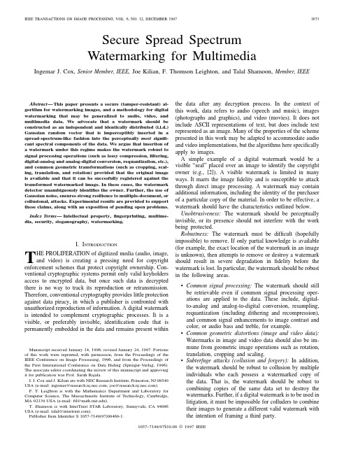 Secure spread spectrum watermarking for multimedia